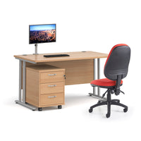 Maestro 25 desk 800mm with 3 drawer pedestal