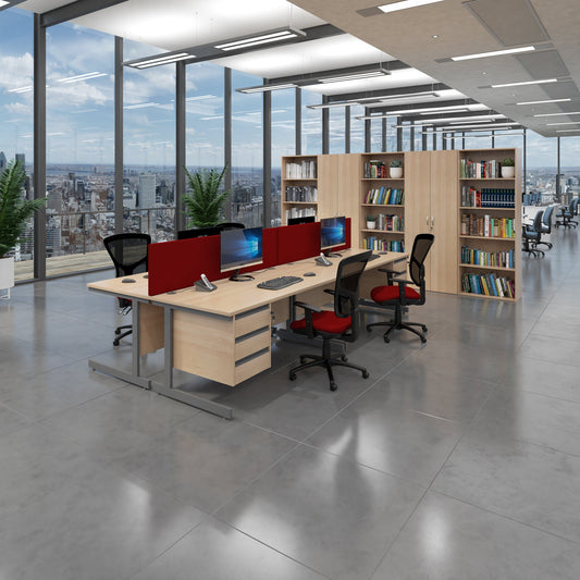Contract 25 cantilever leg straight desk with 2 drawer pedestal