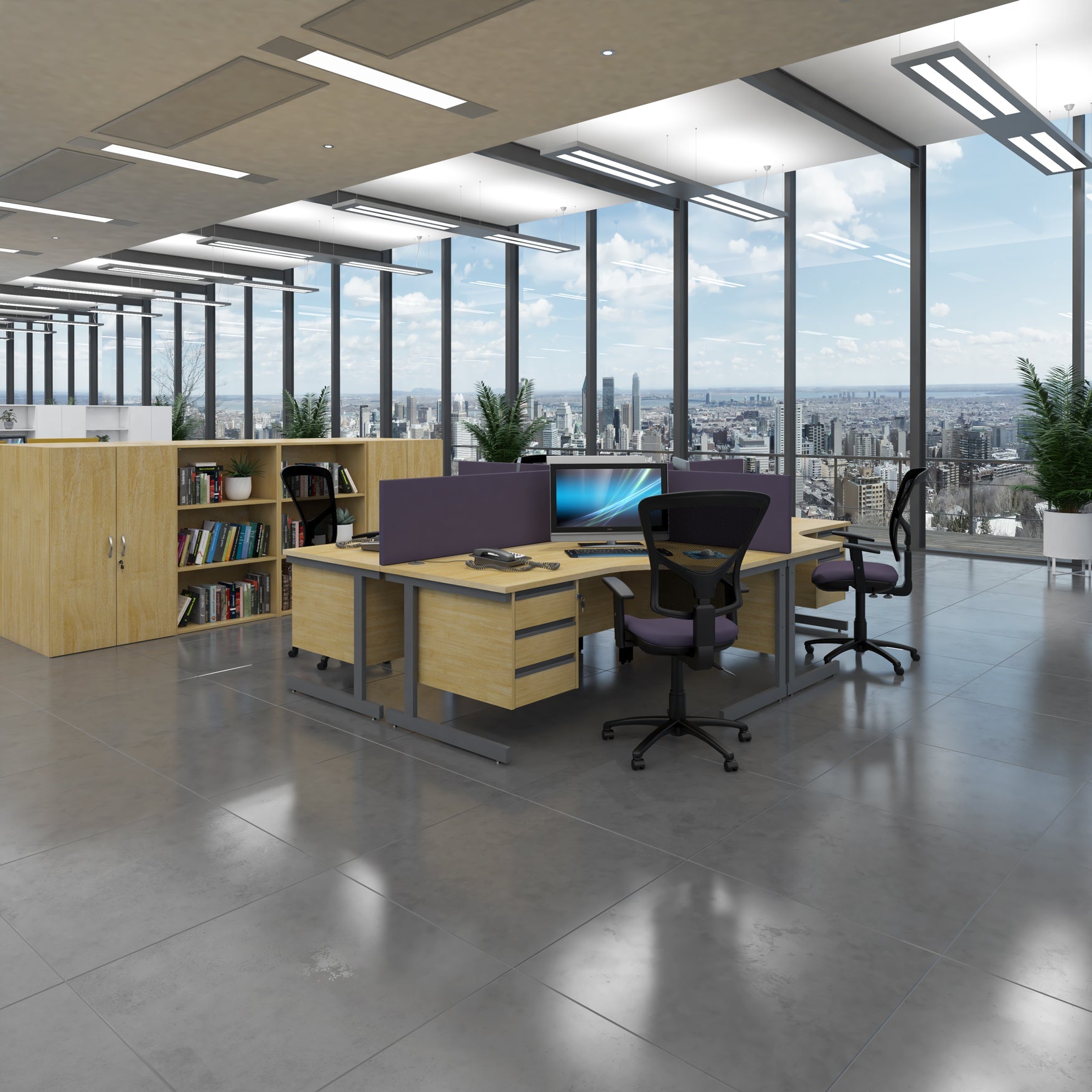 Contract 25 Cantilever Leg Straight Desk With 2 and 3 Drawer Peds