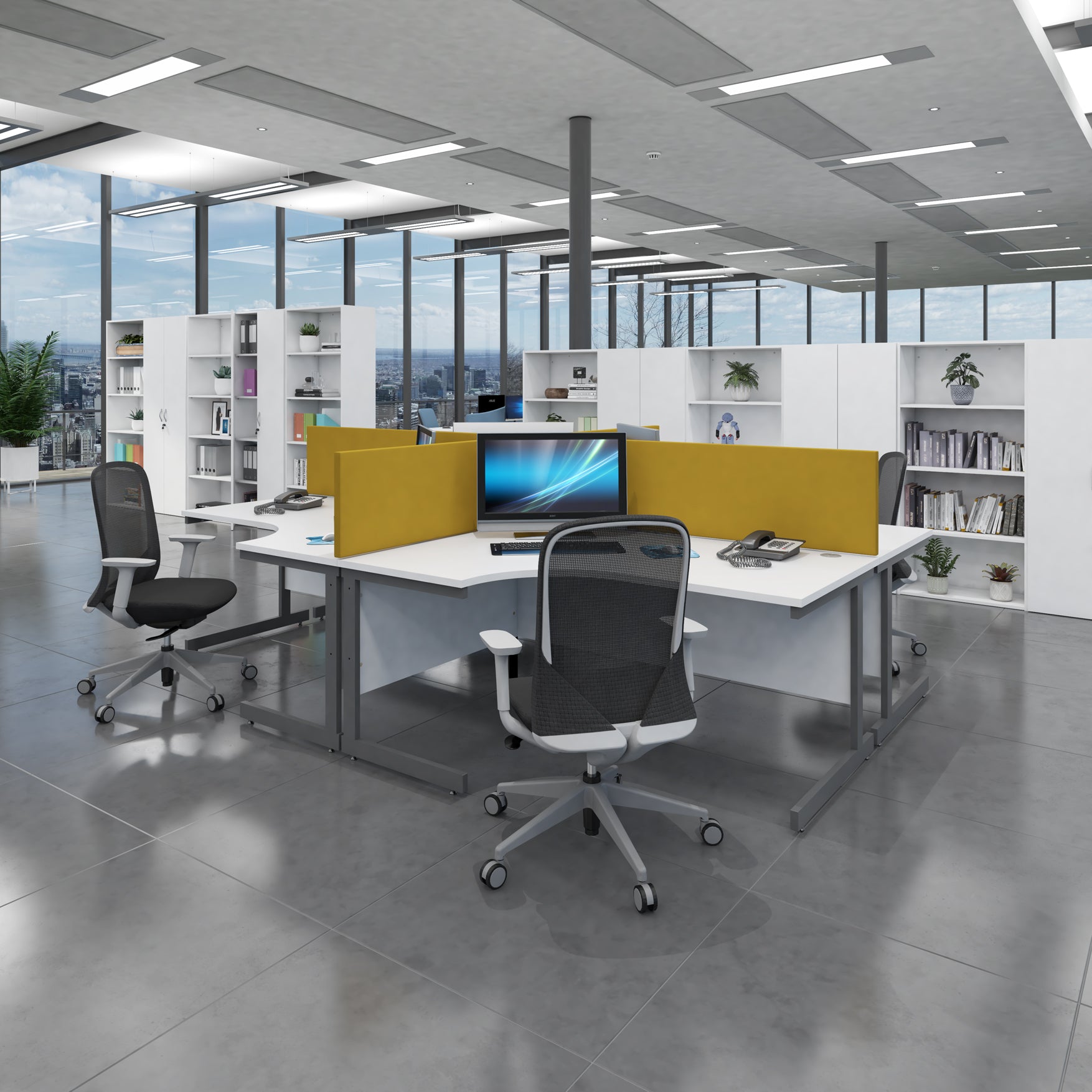 Contract 25 Cantilever Leg Straight Desk With 2 and 3 Drawer Peds