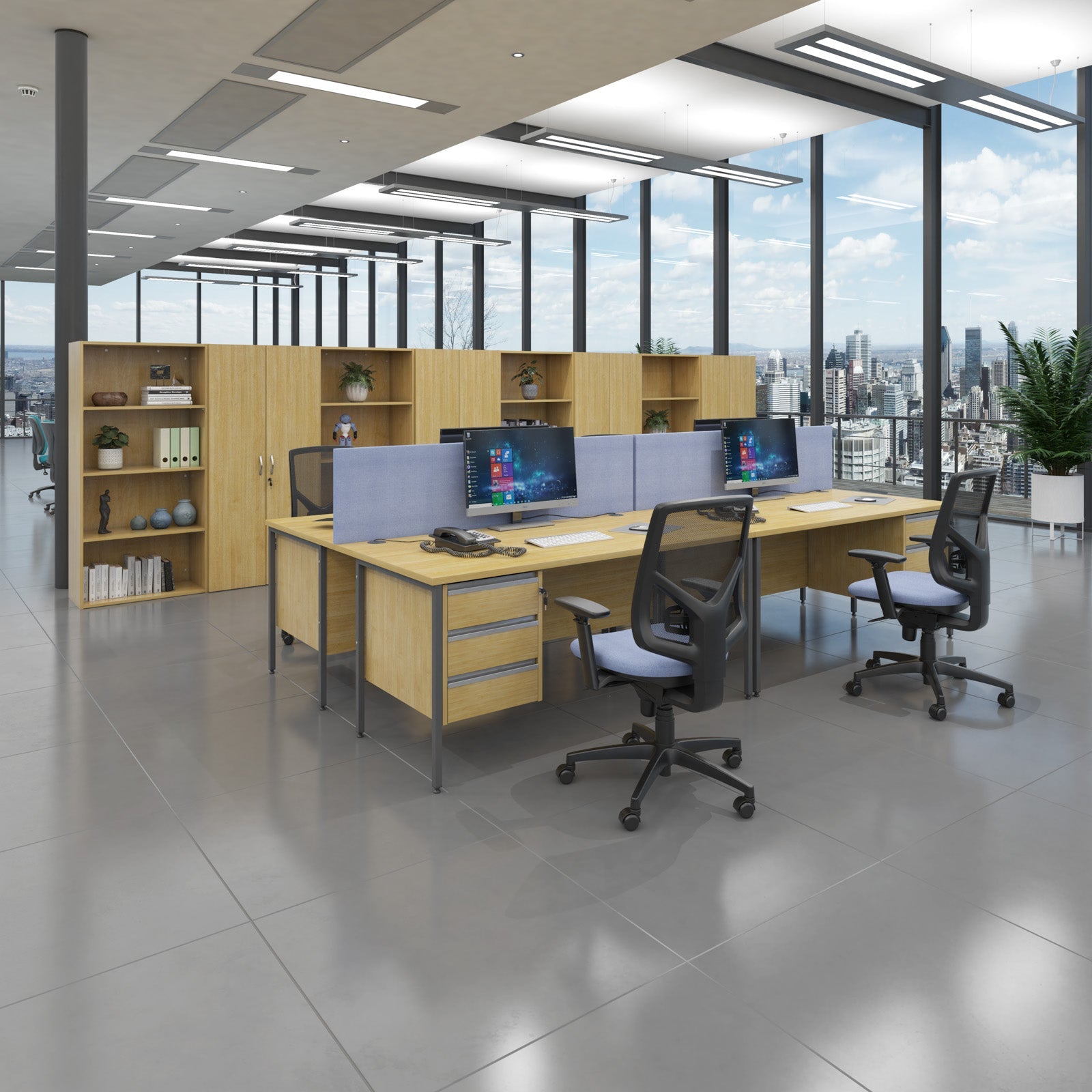 Contract 25 H-Frame Straight Desk With 2 and 3 Drawer Peds
