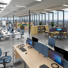Contract 25 Panel Leg Rh Ergonomic Desk With 3 Drawer Ped