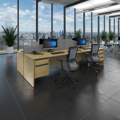Contract 25 Panel Leg Lh Ergonomic Desk With 3 Drawer Ped
