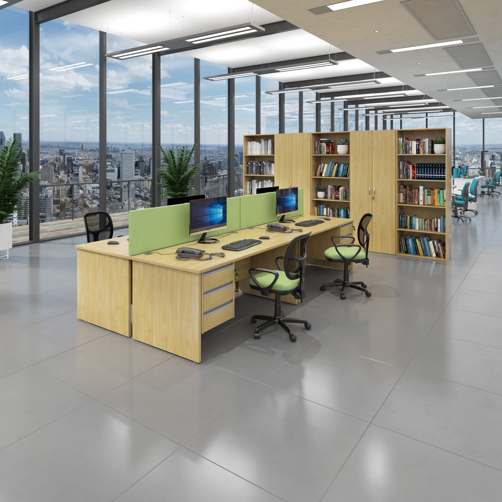 Contract 25 Panel Leg Rh Ergonomic Desk With 3 Drawer Ped