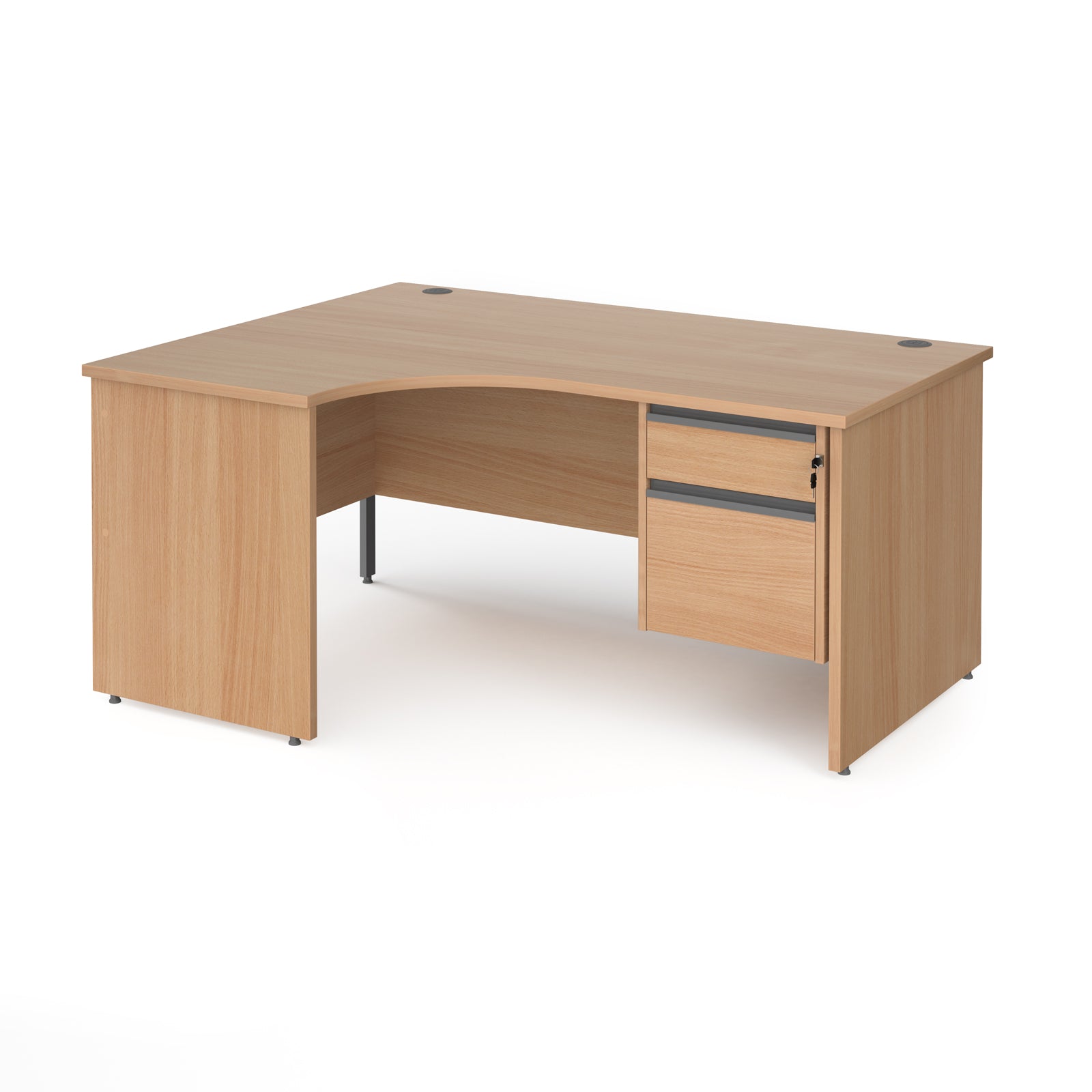 Contract 25 panel leg LH ergonomic desk with 2 drawer ped