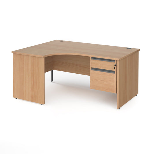 Contract 25 panel leg LH ergonomic desk with 2 drawer ped