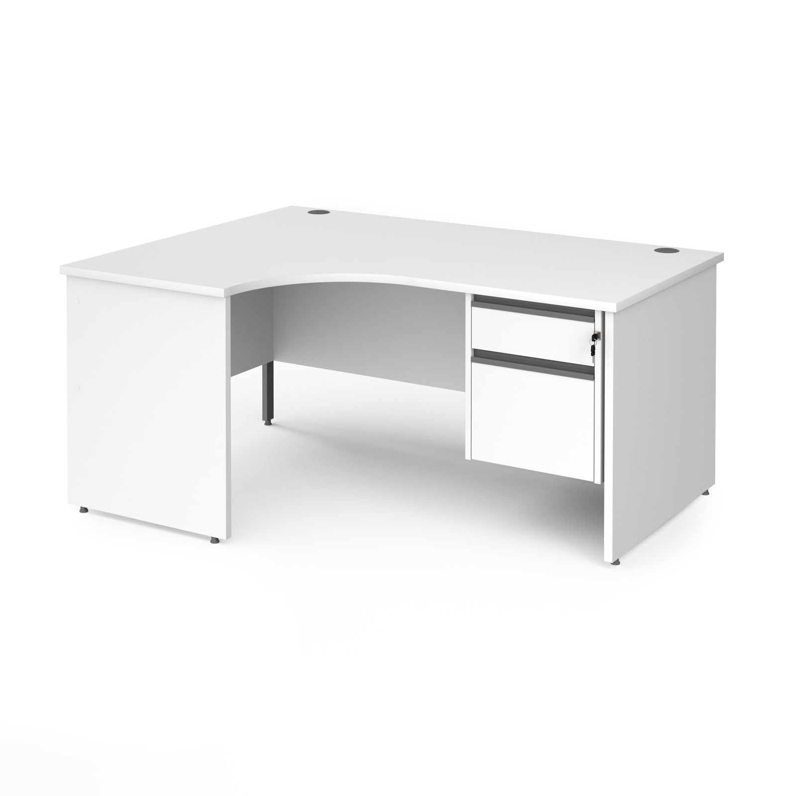 Contract 25 panel leg LH ergonomic desk with 2 drawer ped