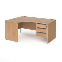 Contract 25 panel leg LH ergonomic desk with 3 drawer ped