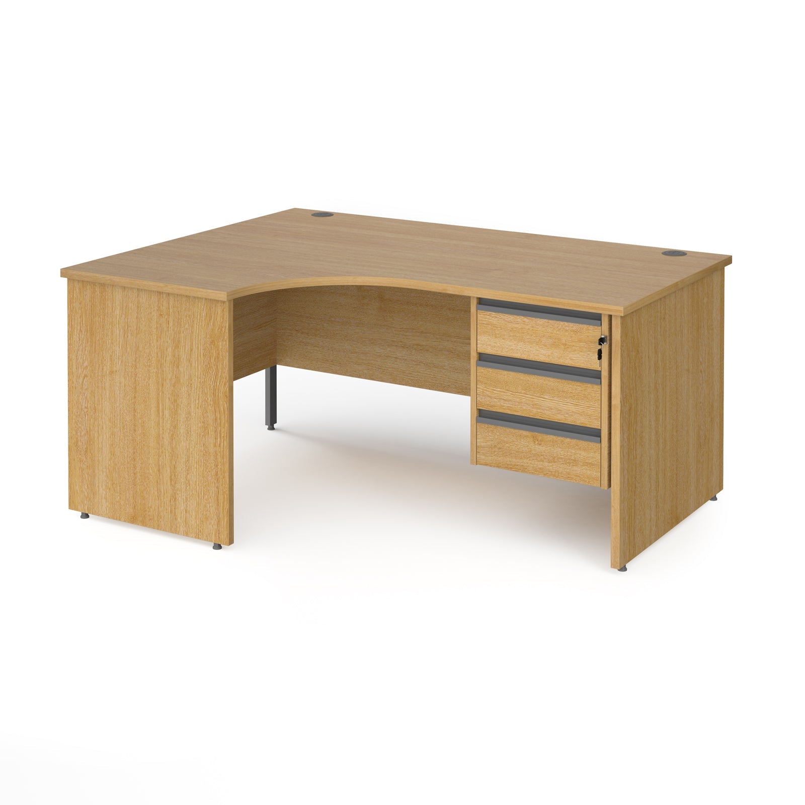 Contract 25 panel leg LH ergonomic desk with 3 drawer ped