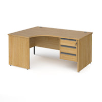Contract 25 panel leg LH ergonomic desk with 3 drawer ped