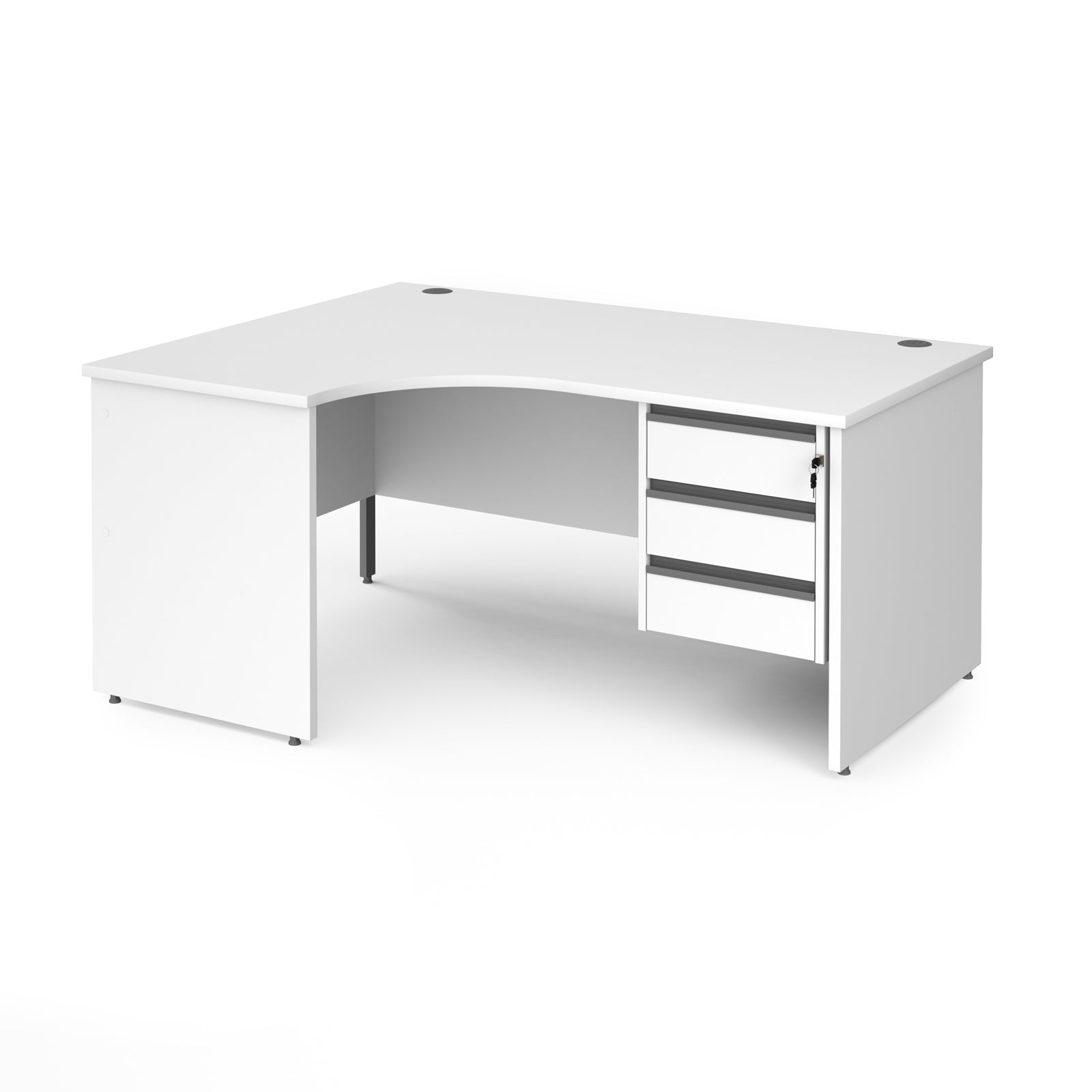 Contract 25 panel leg LH ergonomic desk with 3 drawer ped
