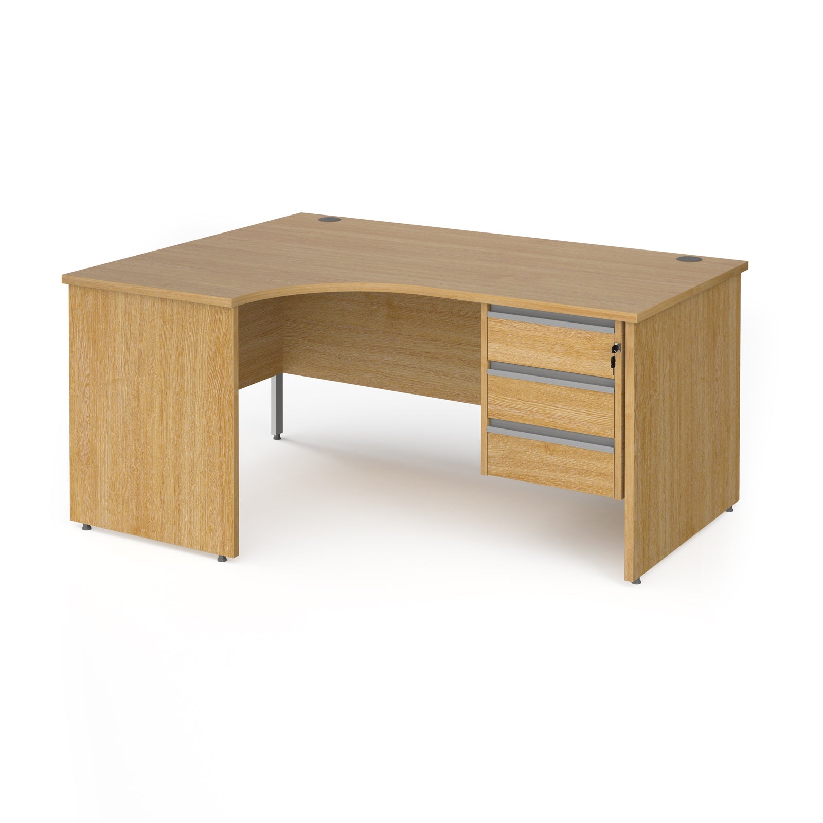 Contract 25 panel leg LH ergonomic desk with 3 drawer ped