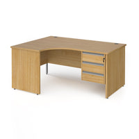 Contract 25 panel leg LH ergonomic desk with 3 drawer ped
