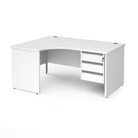 Contract 25 panel leg LH ergonomic desk with 3 drawer ped