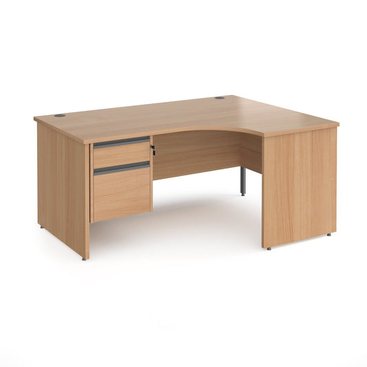 Contract 25 panel leg RH ergonomic desk with 2 drawer ped