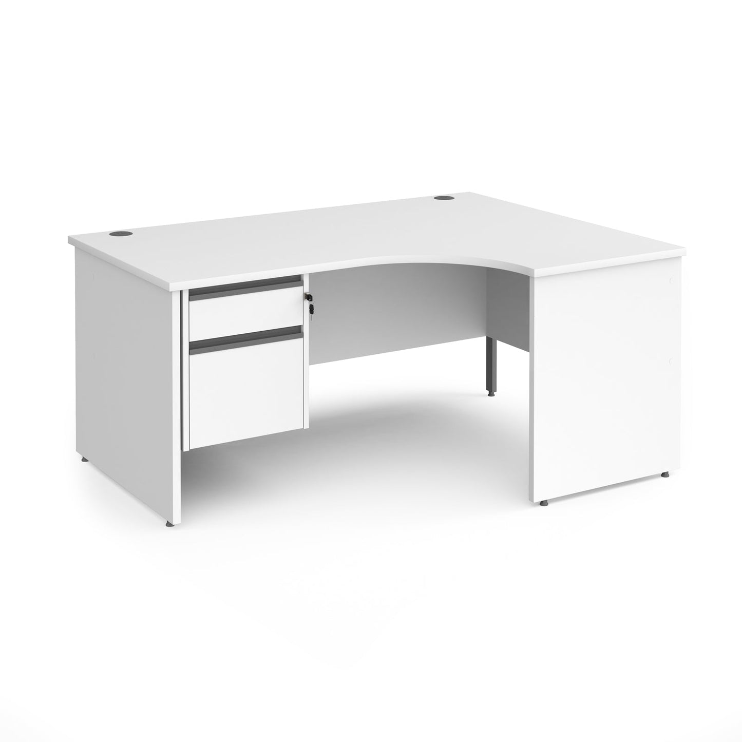Contract 25 panel leg RH ergonomic desk with 2 drawer ped
