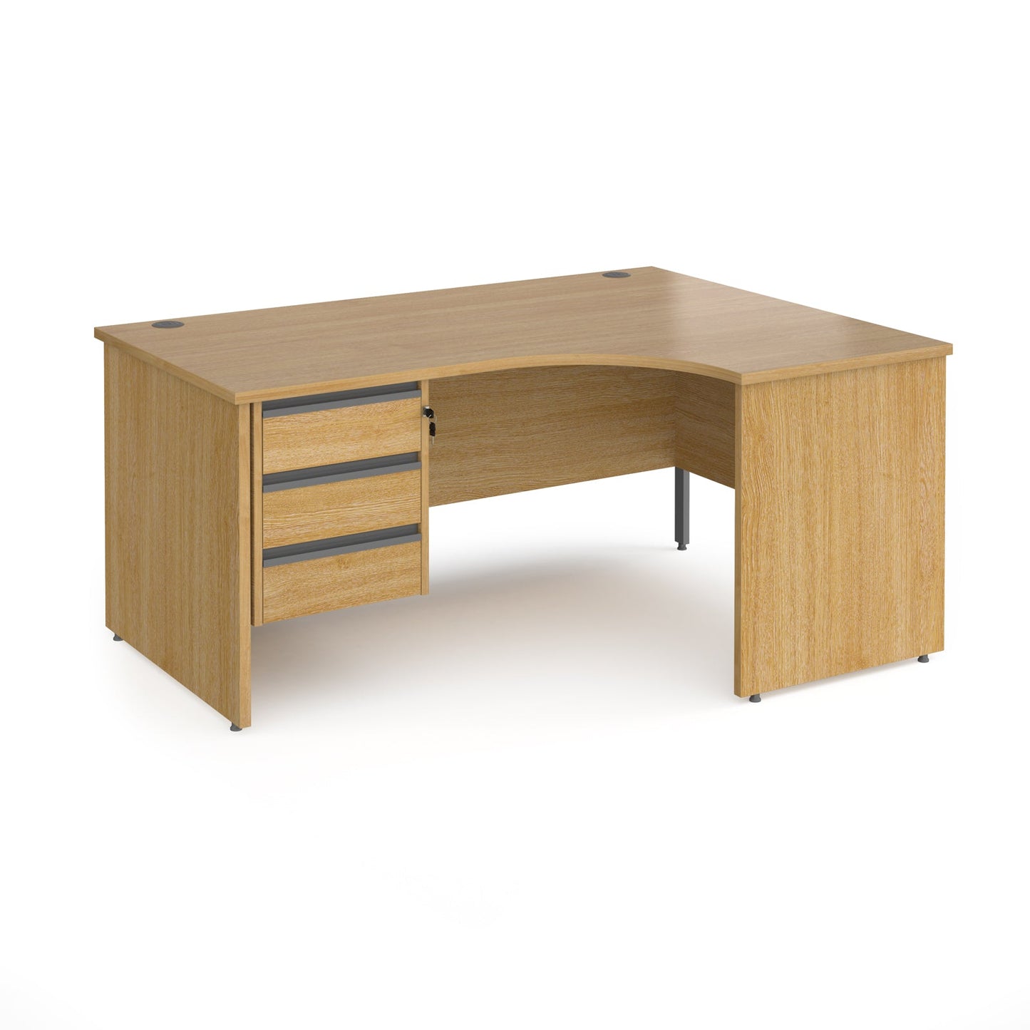 Contract 25 panel leg RH ergonomic desk with 3 drawer ped