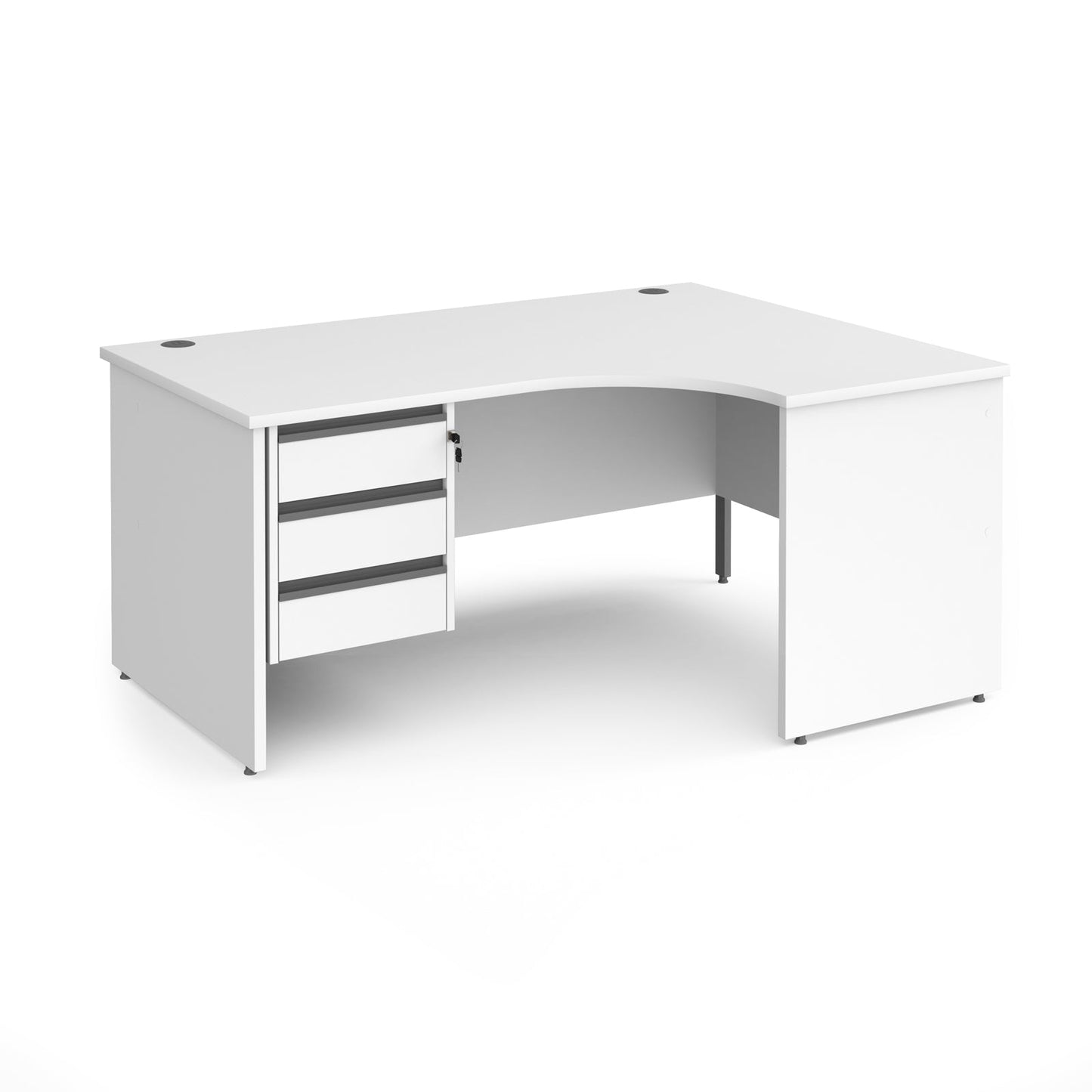 Contract 25 panel leg RH ergonomic desk with 3 drawer ped