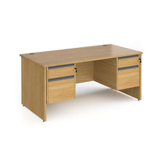 Contract 25 Panel Leg Straight Desk With 2 and 2 Drawer Peds