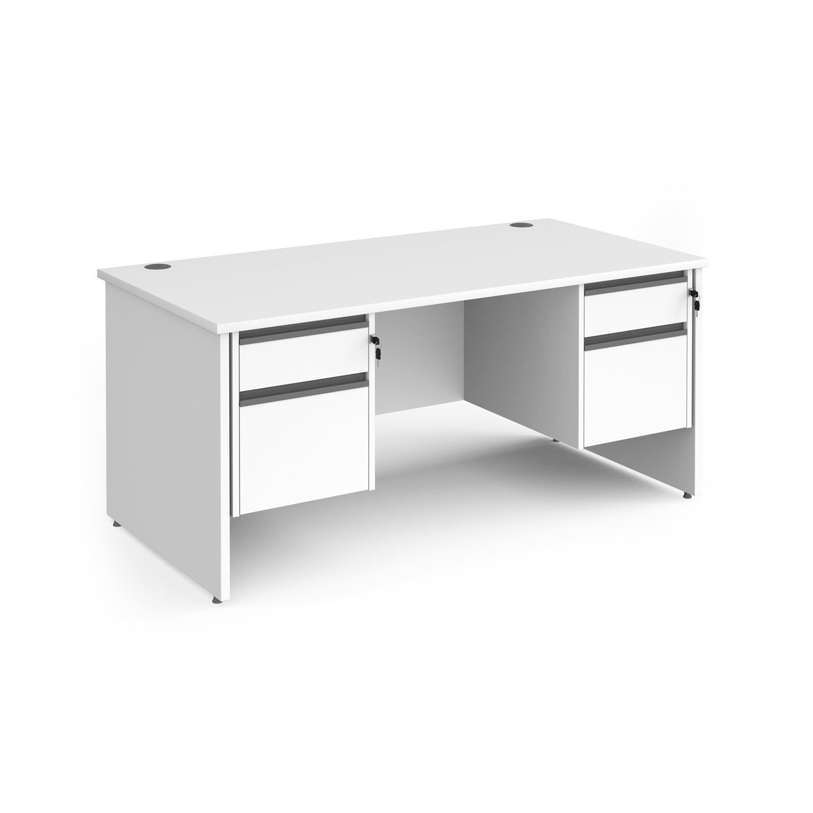 Contract 25 panel leg straight desk with 2 and 2 drawer peds