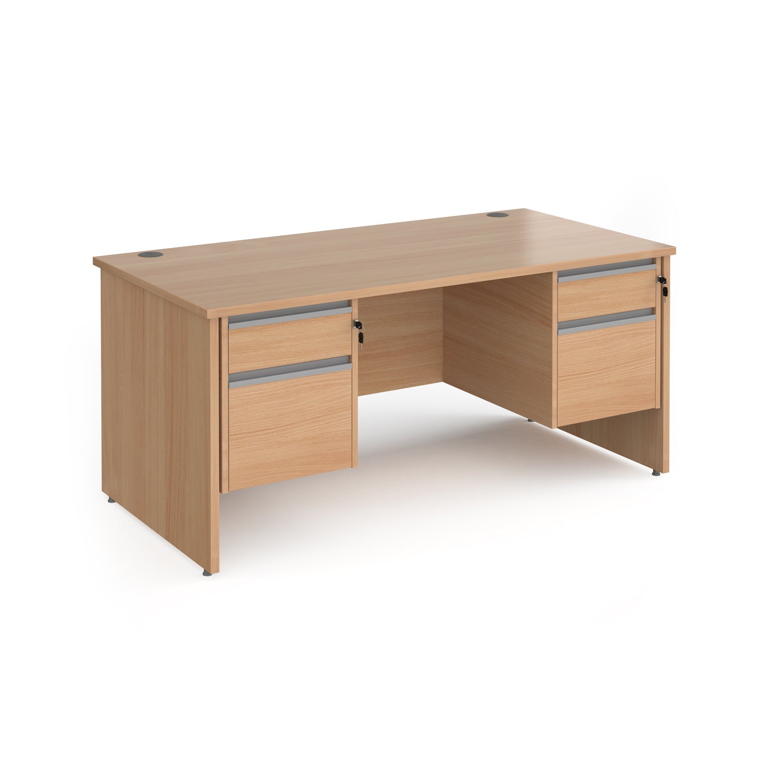 Contract 25 Panel Leg Straight Desk With 2 and 2 Drawer Peds