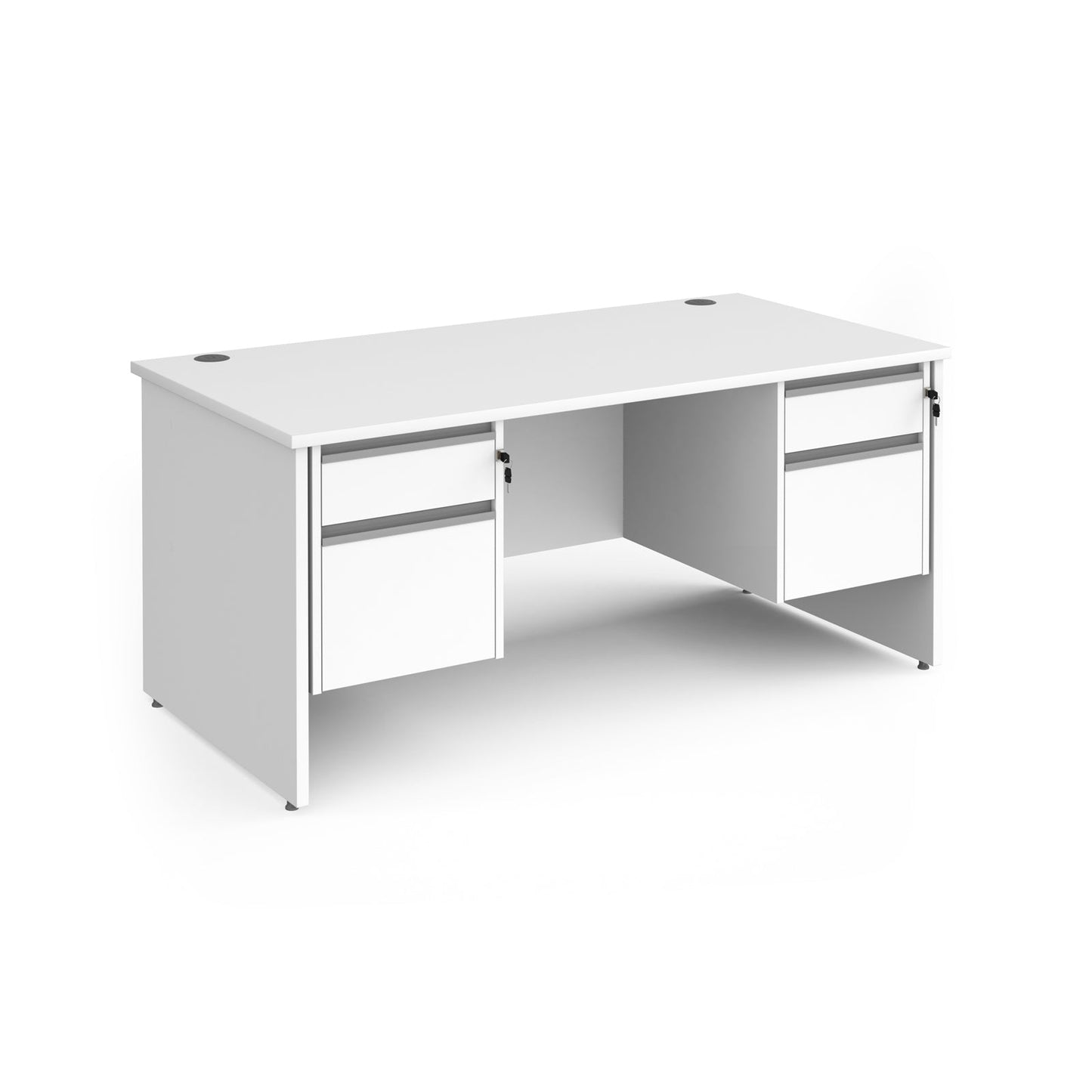 Contract 25 panel leg straight desk with 2 and 2 drawer peds