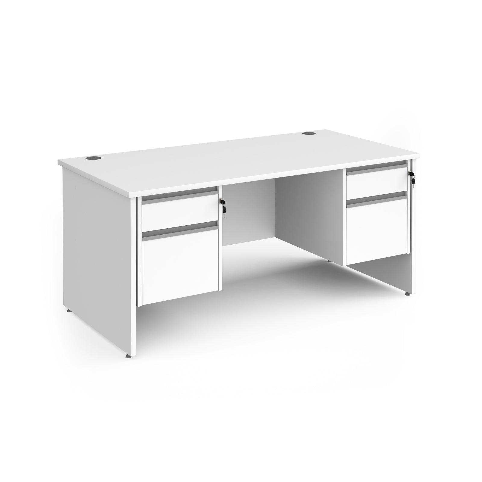 Contract 25 panel leg straight desk with 2 and 2 drawer peds