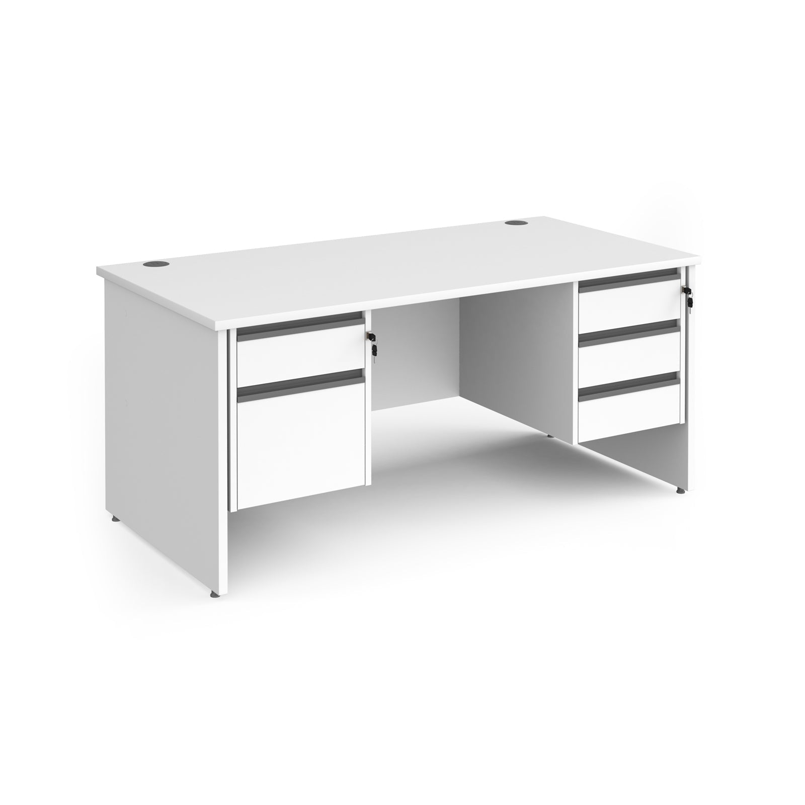 Contract 25 panel leg straight desk with 2 and 3 drawer peds