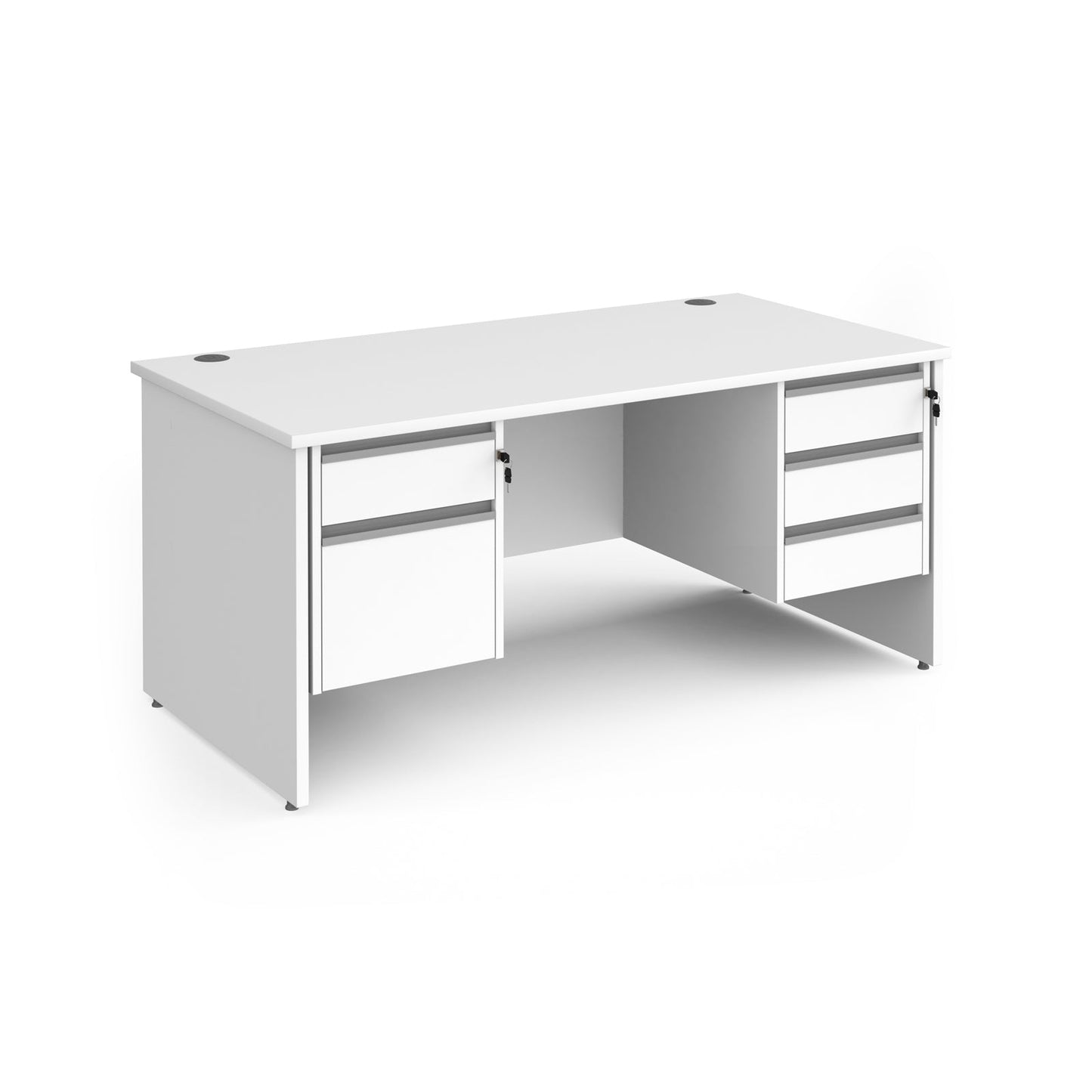 Contract 25 panel leg straight desk with 2 and 3 drawer peds