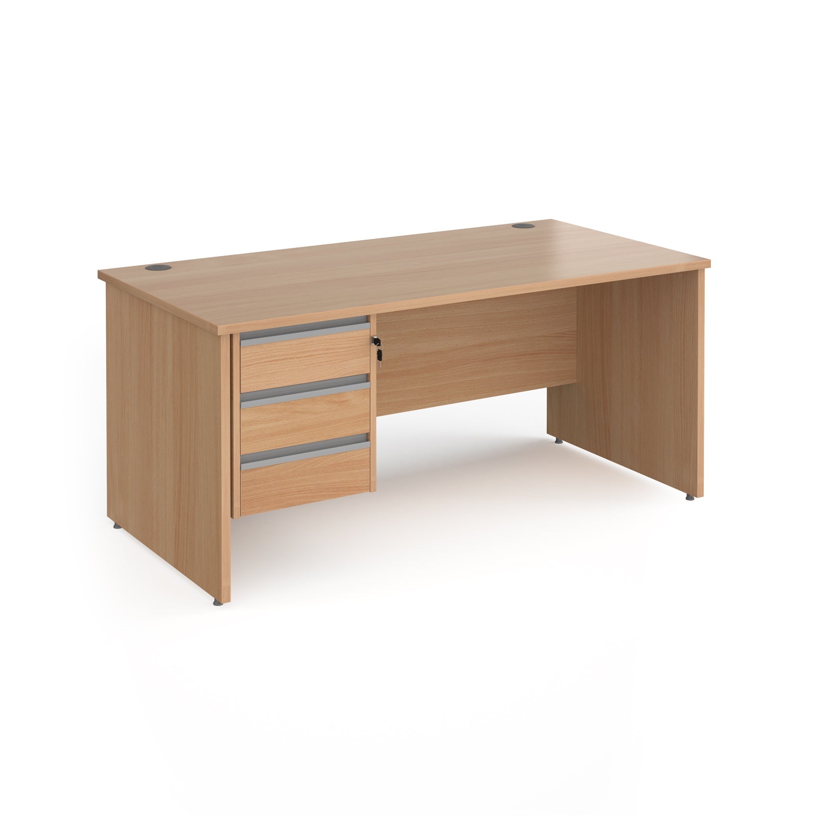 Contract 25 Panel Leg Straight Desk With 3 Drawer Pedestal