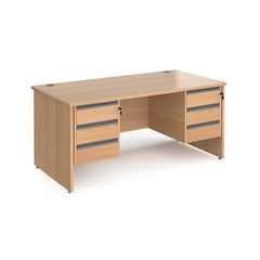 Contract 25 Panel Leg Straight Desk With 3 and 3 Drawer Peds