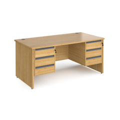 Contract 25 Panel Leg Straight Desk With 3 and 3 Drawer Peds