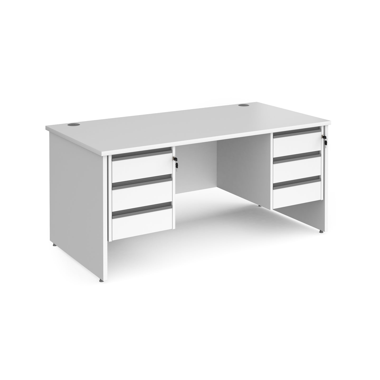 Contract 25 panel leg straight desk with 3 and 3 drawer peds