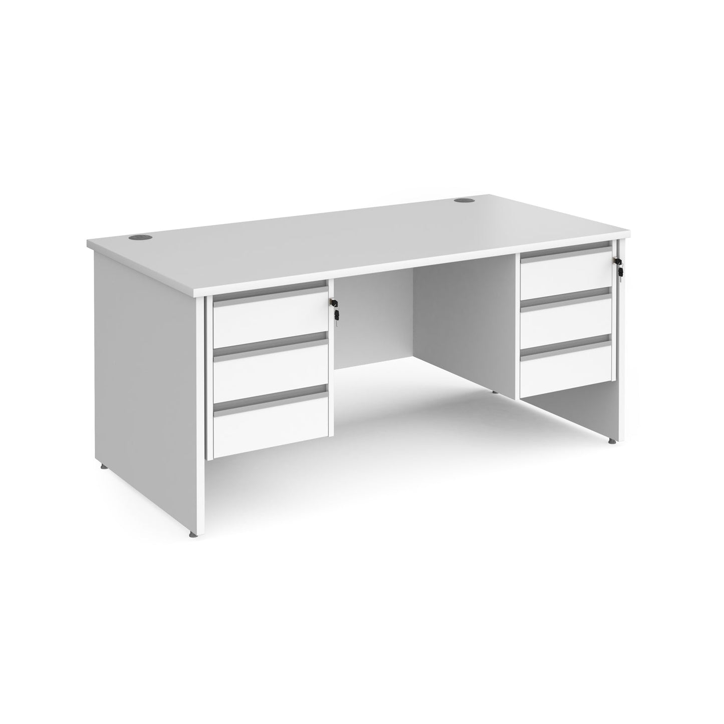 Contract 25 panel leg straight desk with 3 and 3 drawer peds