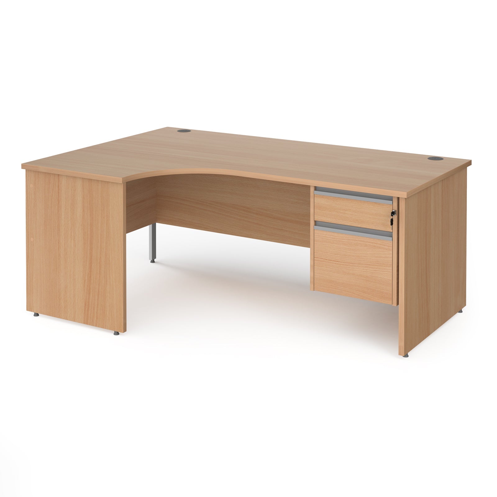 Contract 25 panel leg LH ergonomic desk with 2 drawer ped