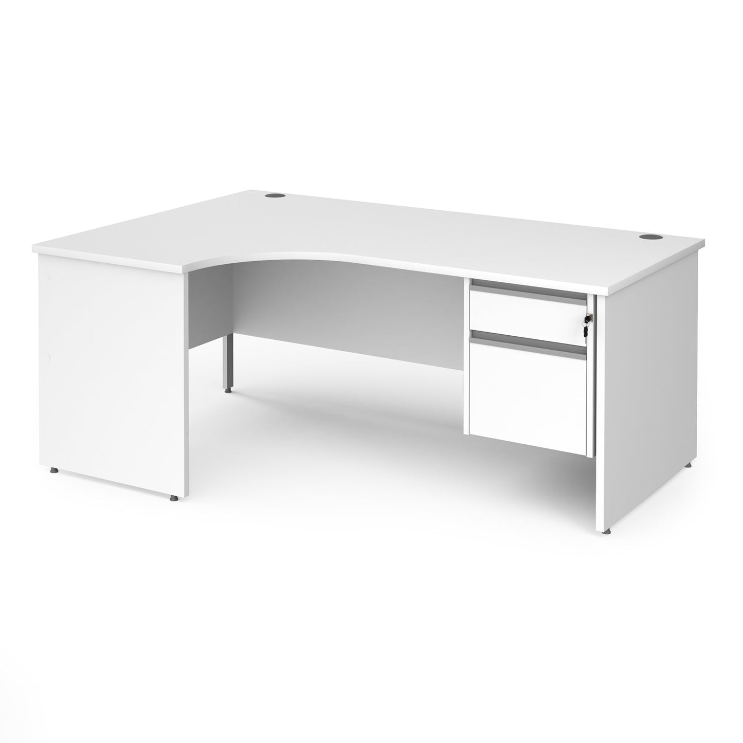 Contract 25 panel leg LH ergonomic desk with 2 drawer ped