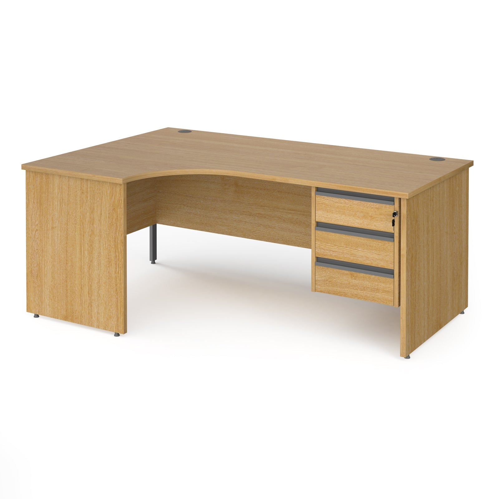 Contract 25 panel leg LH ergonomic desk with 3 drawer ped