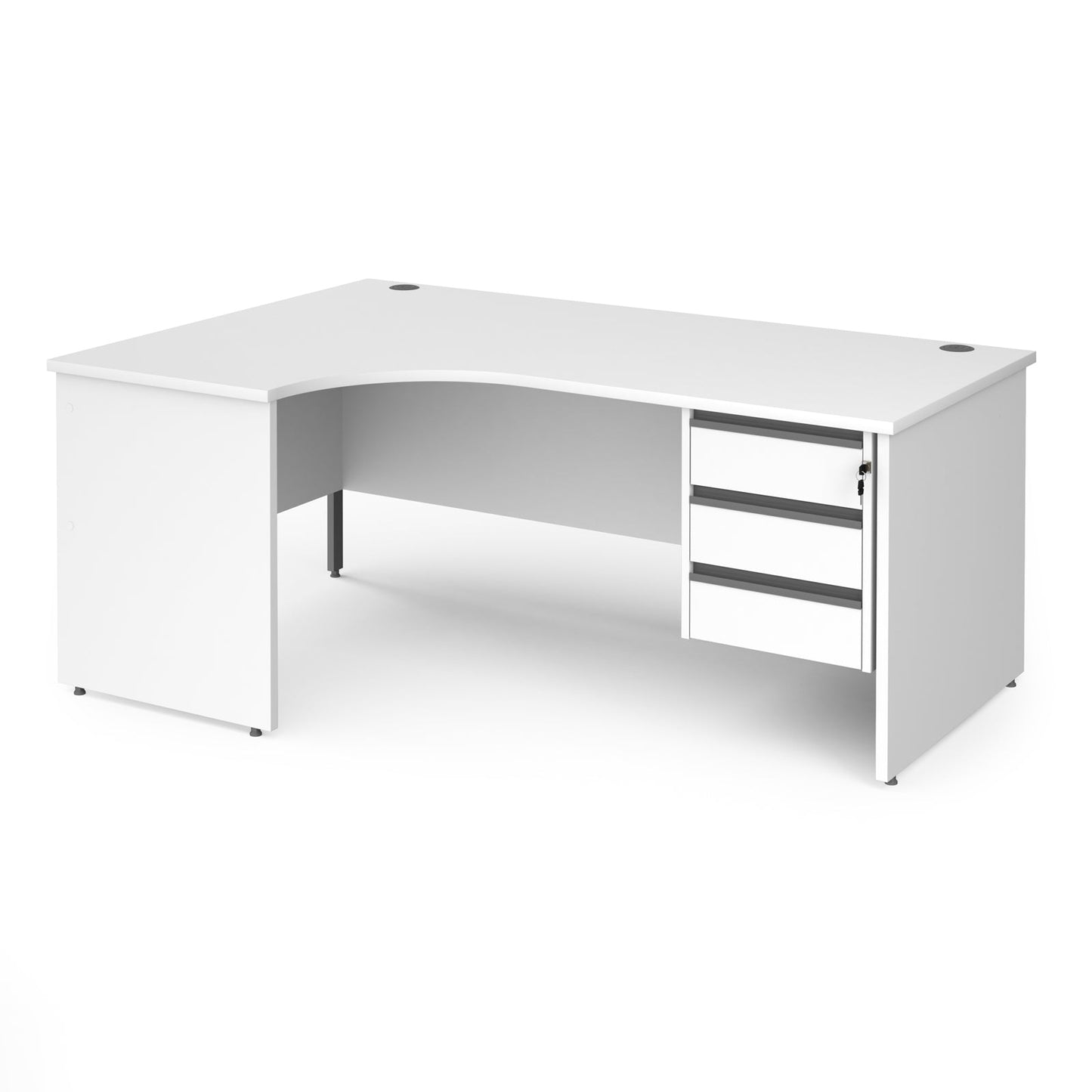Contract 25 panel leg LH ergonomic desk with 3 drawer ped