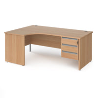 Contract 25 panel leg LH ergonomic desk with 3 drawer ped