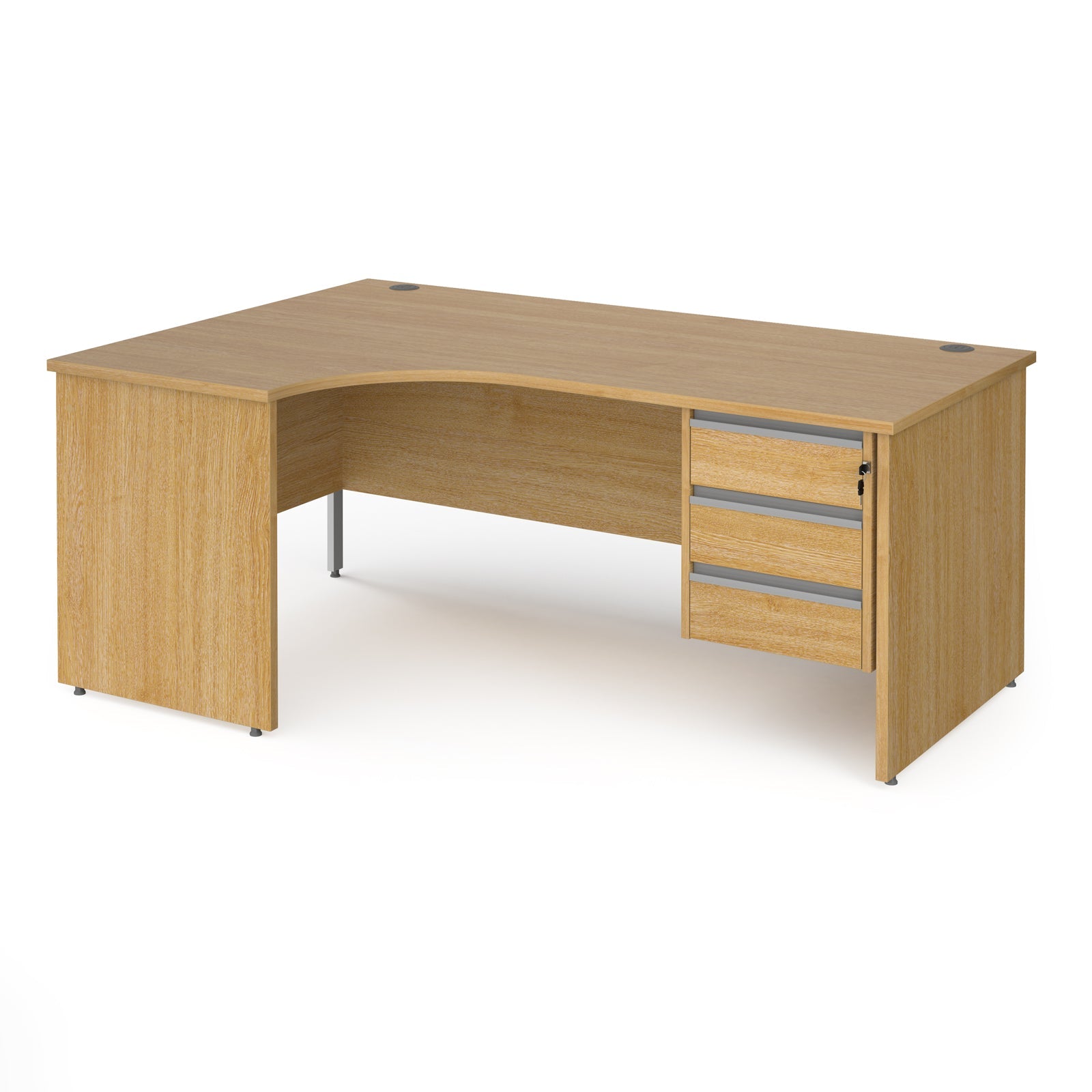 Contract 25 panel leg LH ergonomic desk with 3 drawer ped