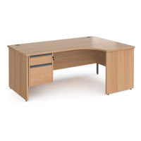 Contract 25 panel leg RH ergonomic desk with 2 drawer ped