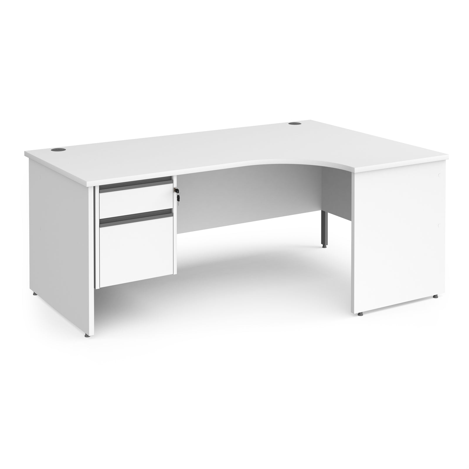 Contract 25 panel leg RH ergonomic desk with 2 drawer ped
