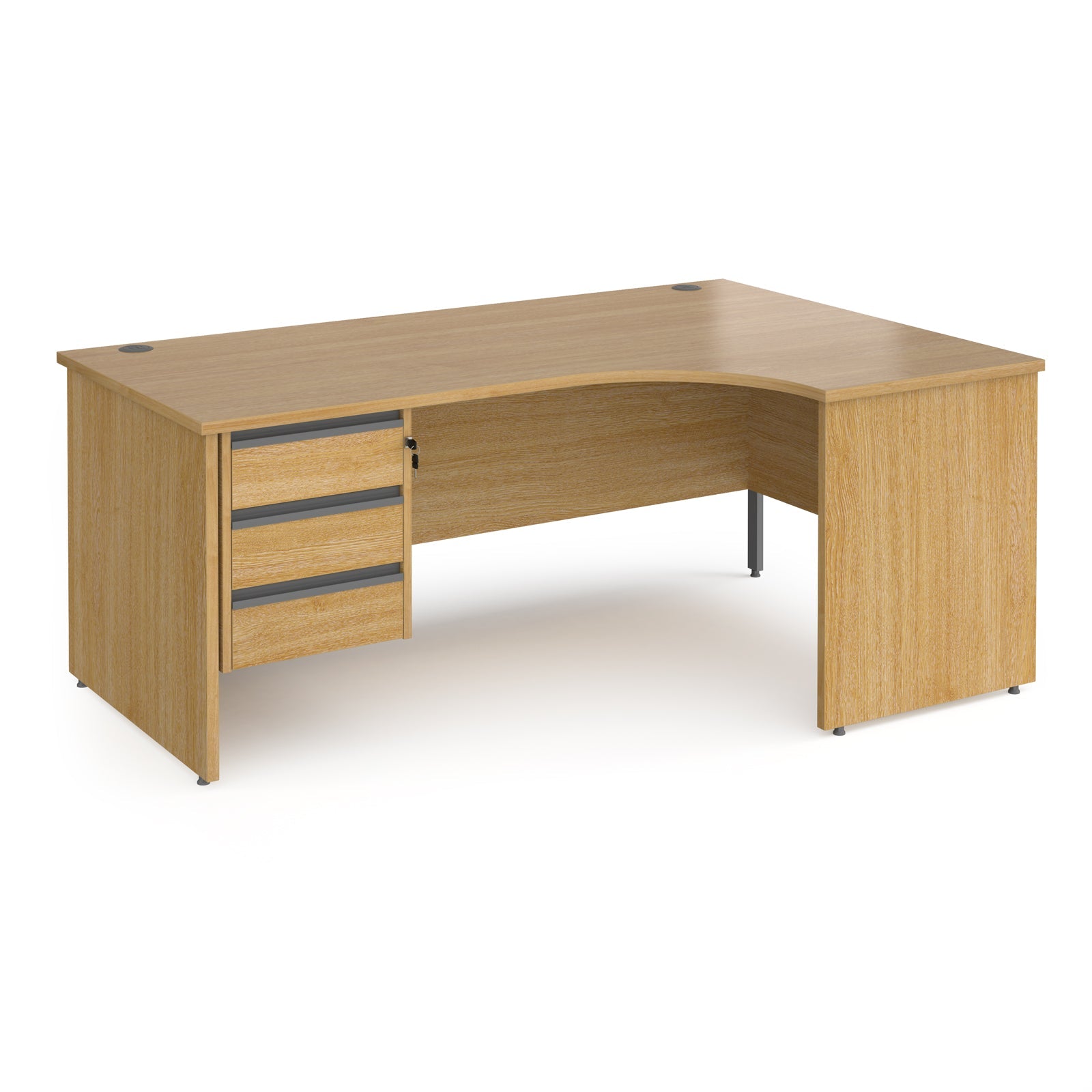 Contract 25 panel leg RH ergonomic desk with 3 drawer ped