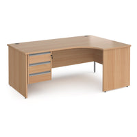 Contract 25 panel leg RH ergonomic desk with 3 drawer ped