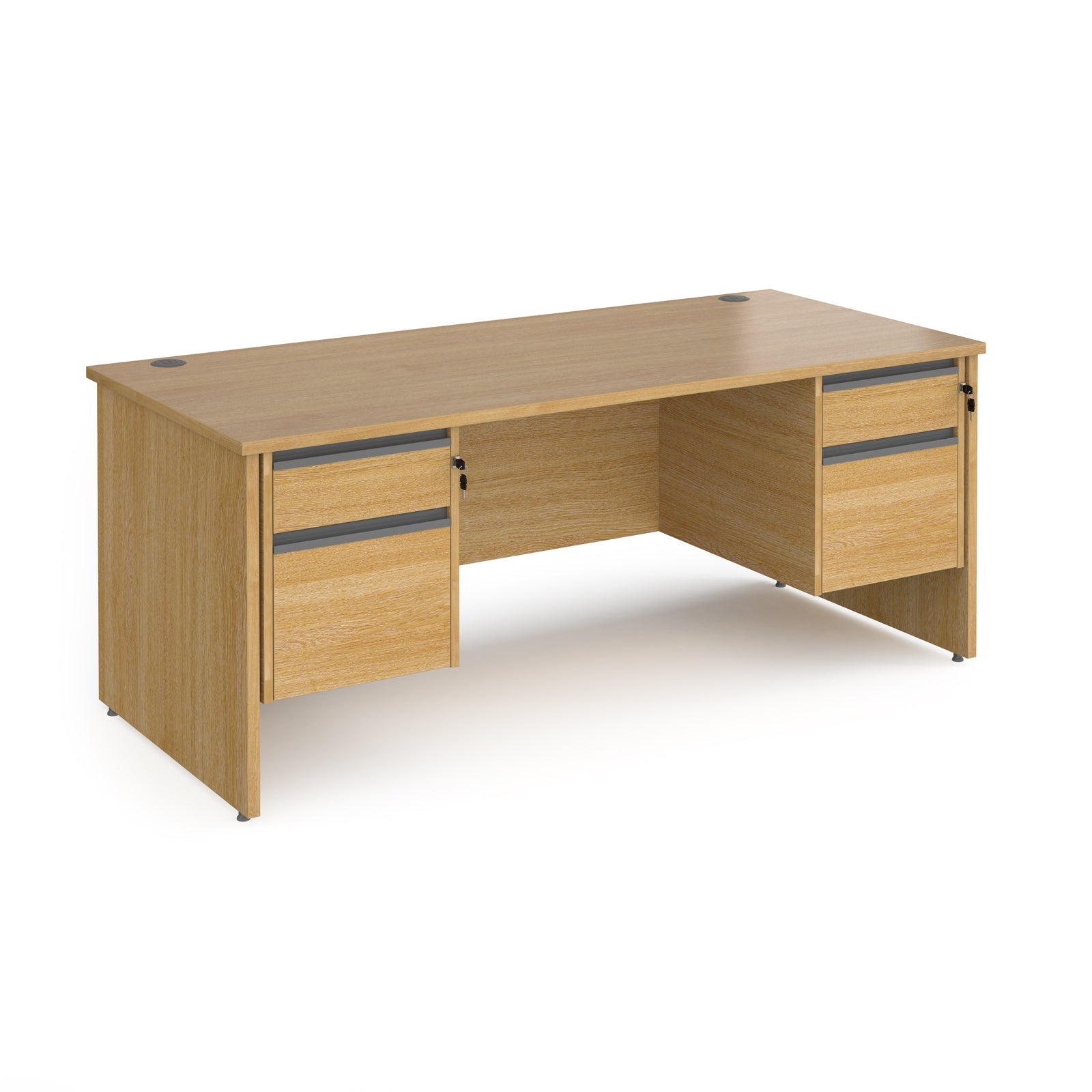 Contract 25 panel leg straight desk with 2 and 2 drawer peds