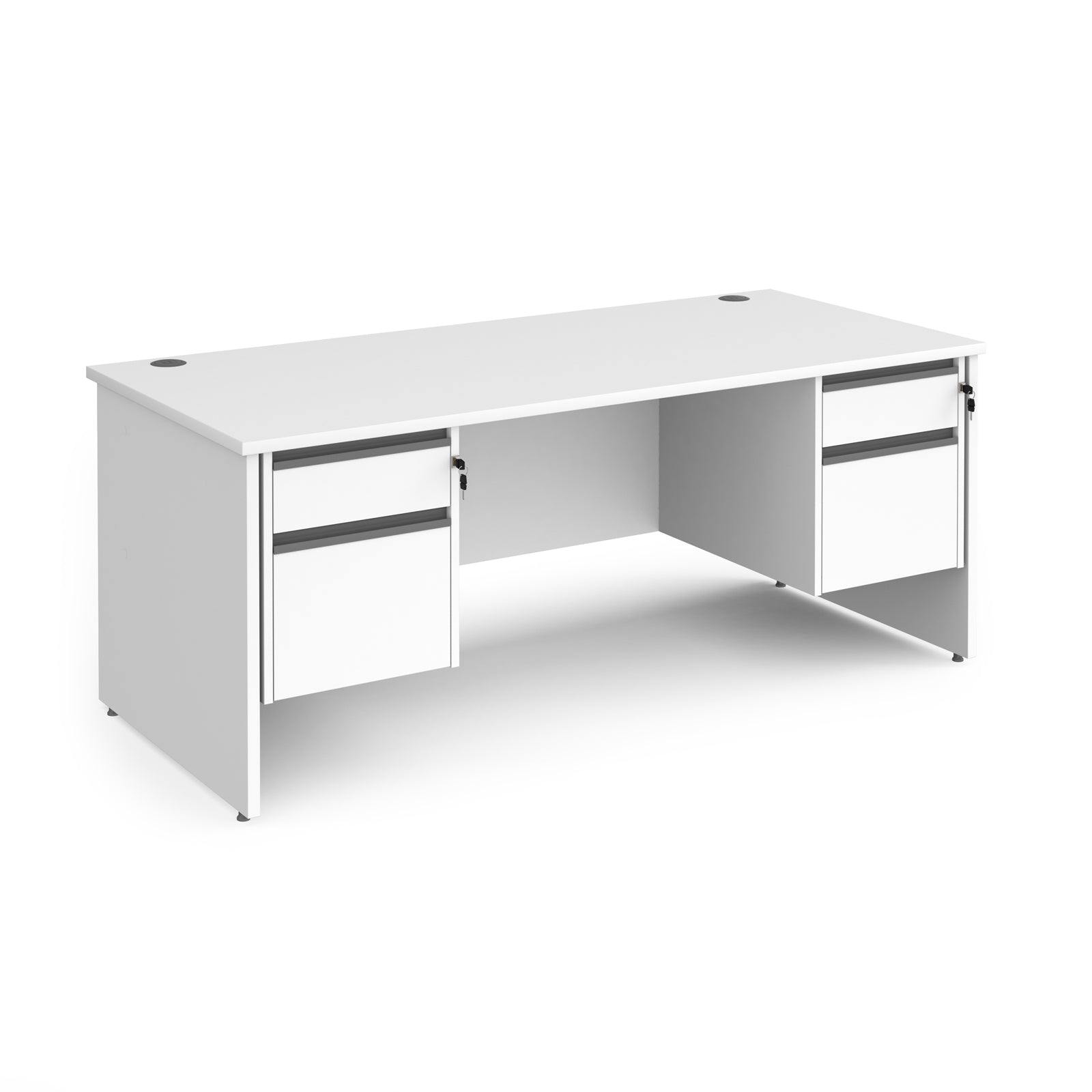 Contract 25 panel leg straight desk with 2 and 2 drawer peds