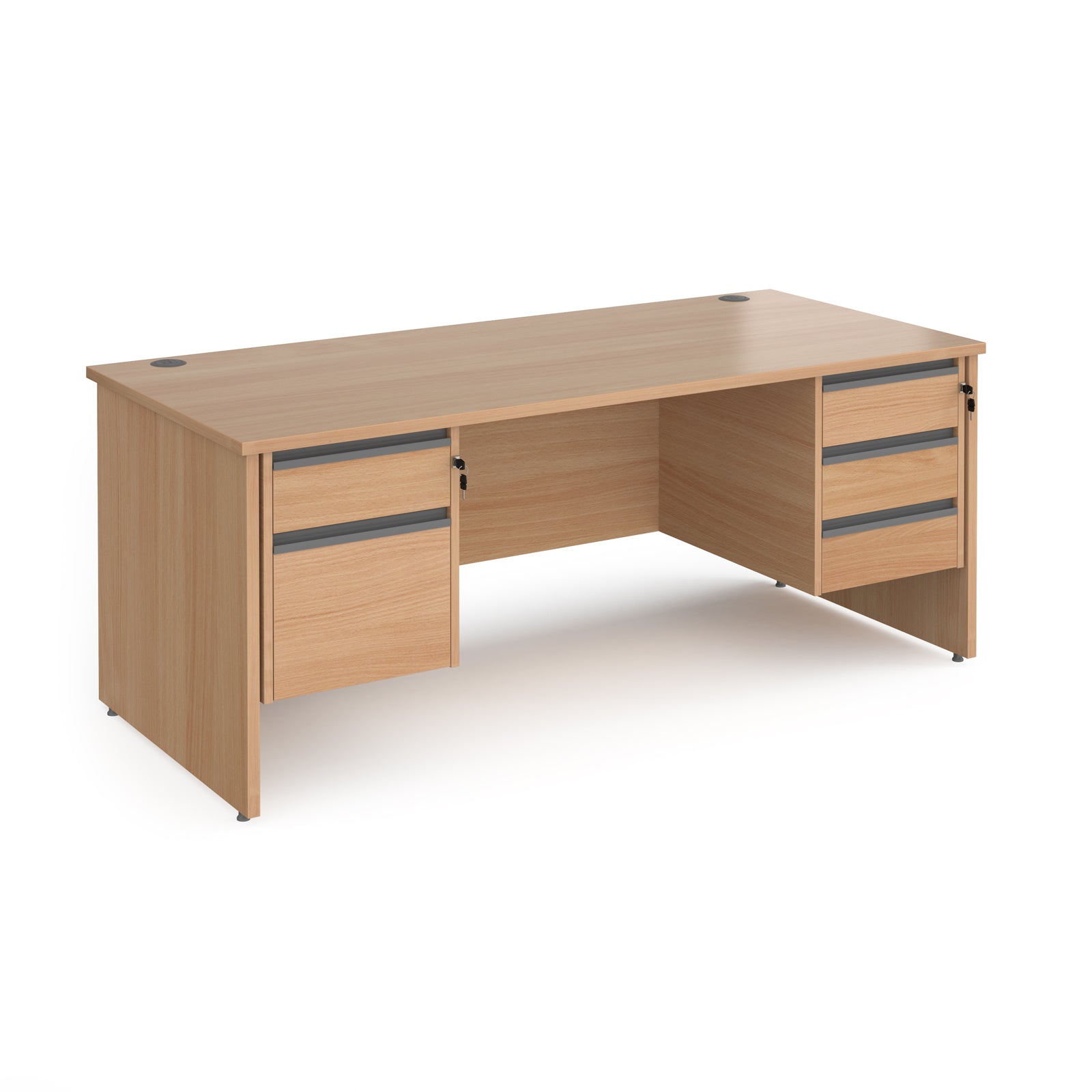 Contract 25 panel leg straight desk with 2 and 3 drawer peds