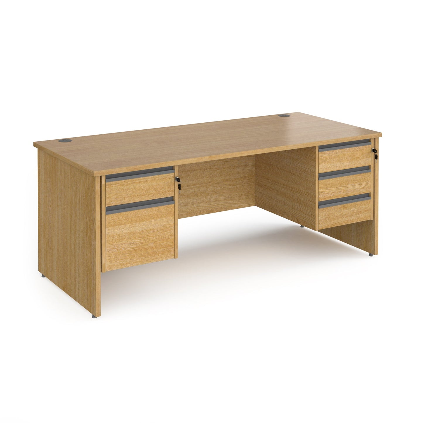 Contract 25 panel leg straight desk with 2 and 3 drawer peds