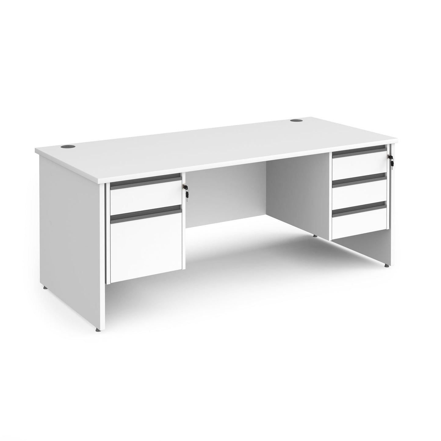 Contract 25 panel leg straight desk with 2 and 3 drawer peds
