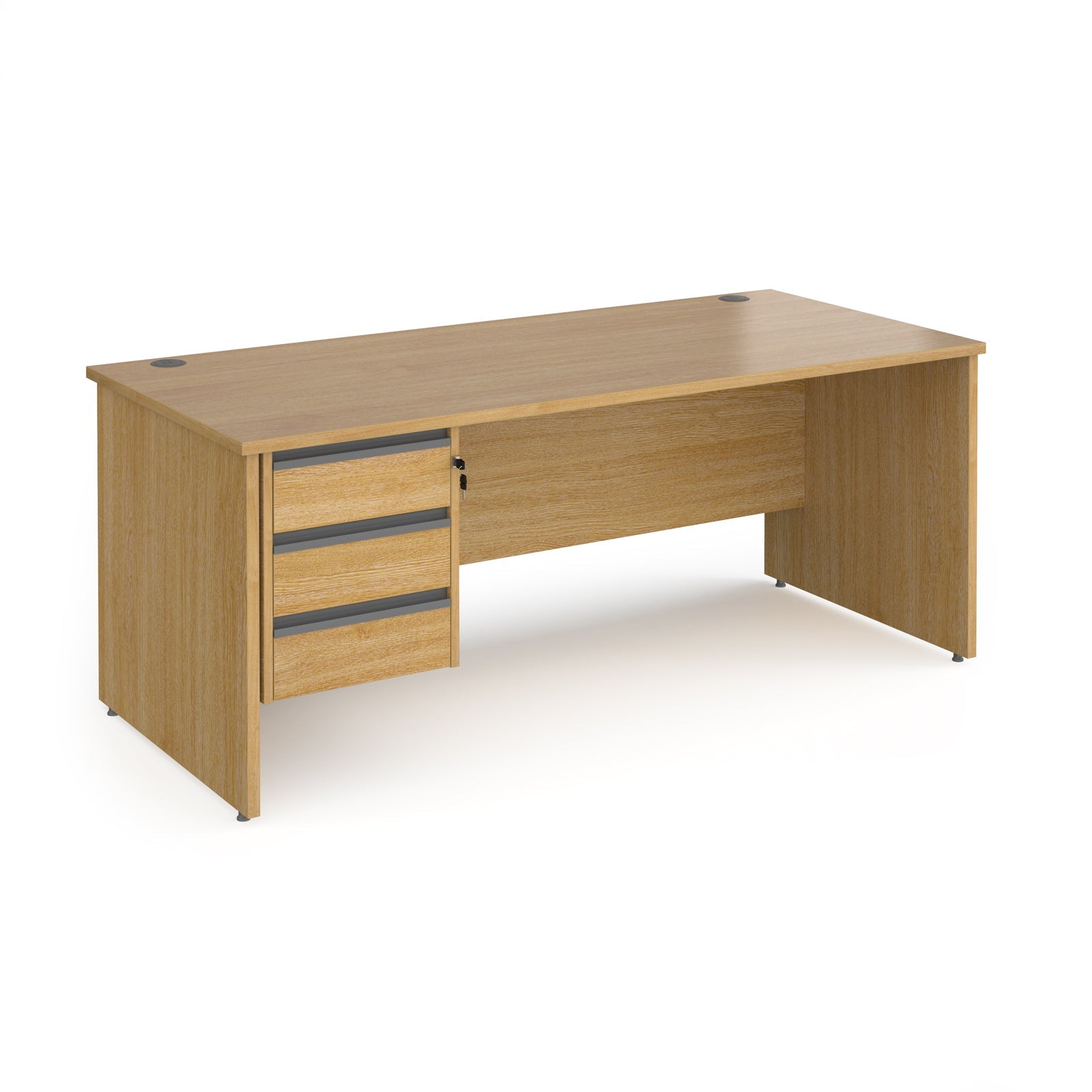 Contract 25 panel leg straight desk with 3 drawer pedestal